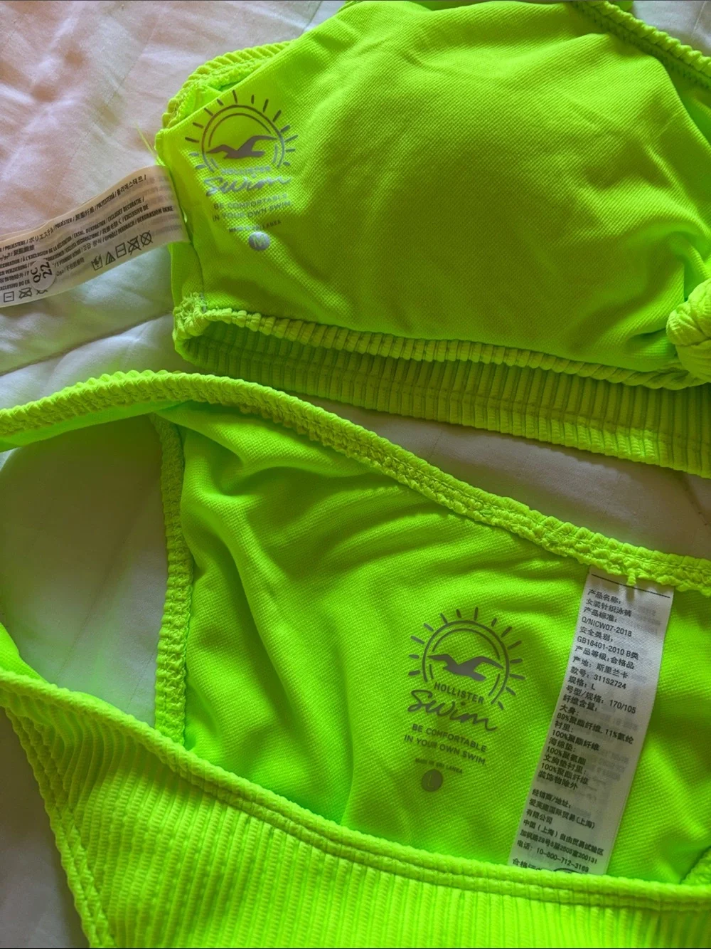 Hollister Neon Lime Ribbed Bikini Set